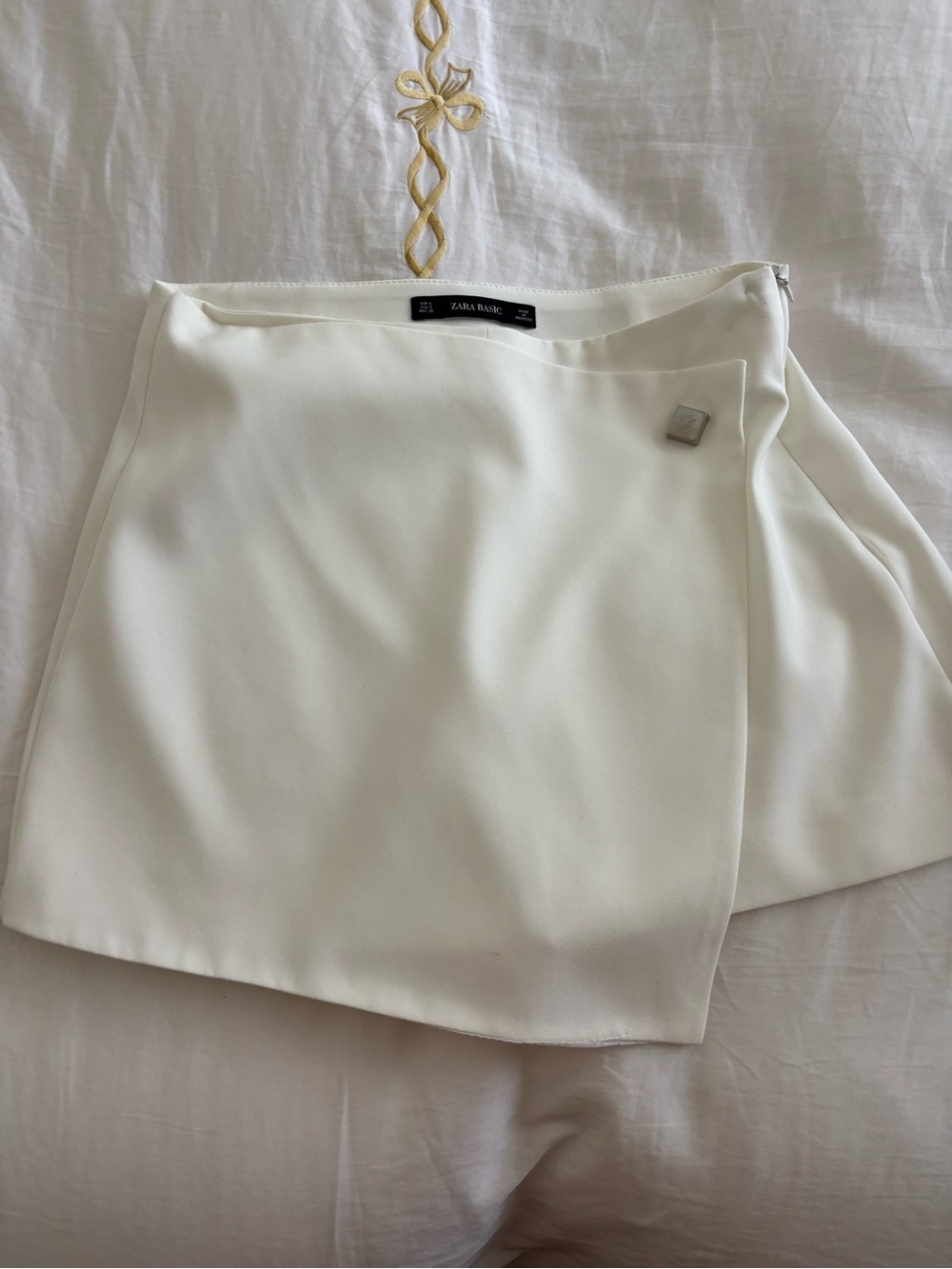 Zara White Wrap Mini Skirt